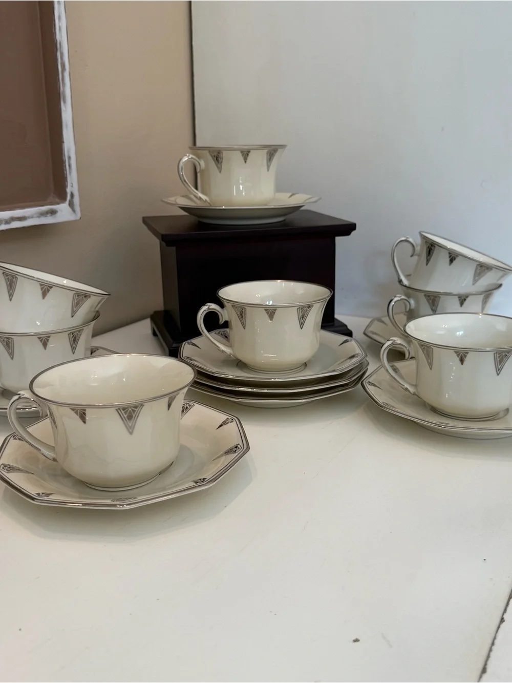 Community China Deauville Cup & Saucer Bavaria Germany Art Deco Platinum Trim